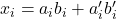 Rendered by QuickLaTeX.com x_i = a_i b_i + a_i^\prime b_i^\prime