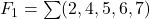 Rendered by QuickLaTeX.com F_1 = \sum (2, 4, 5, 6, 7)