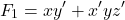 \[ F_1 = x y^{\prime} + x^{\prime}y z^{\prime} \]