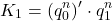 \[ K_1 = (q_0^{n})^\prime \cdot q_1^{n} \]