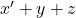 Rendered by QuickLaTeX.com x^\prime+ y+ z